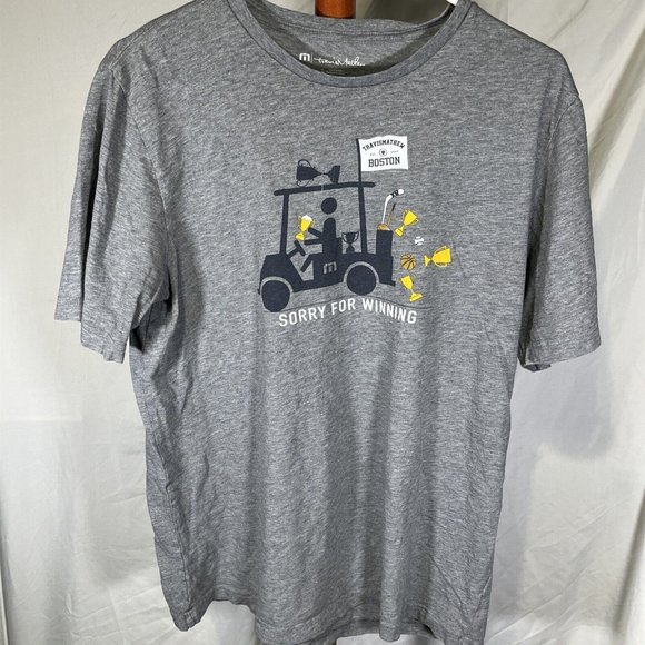 Travis Mathew Shirt Mens Size Large Gray Graphic Tee Golf Sorry for Winning - Picture 1 of 11
